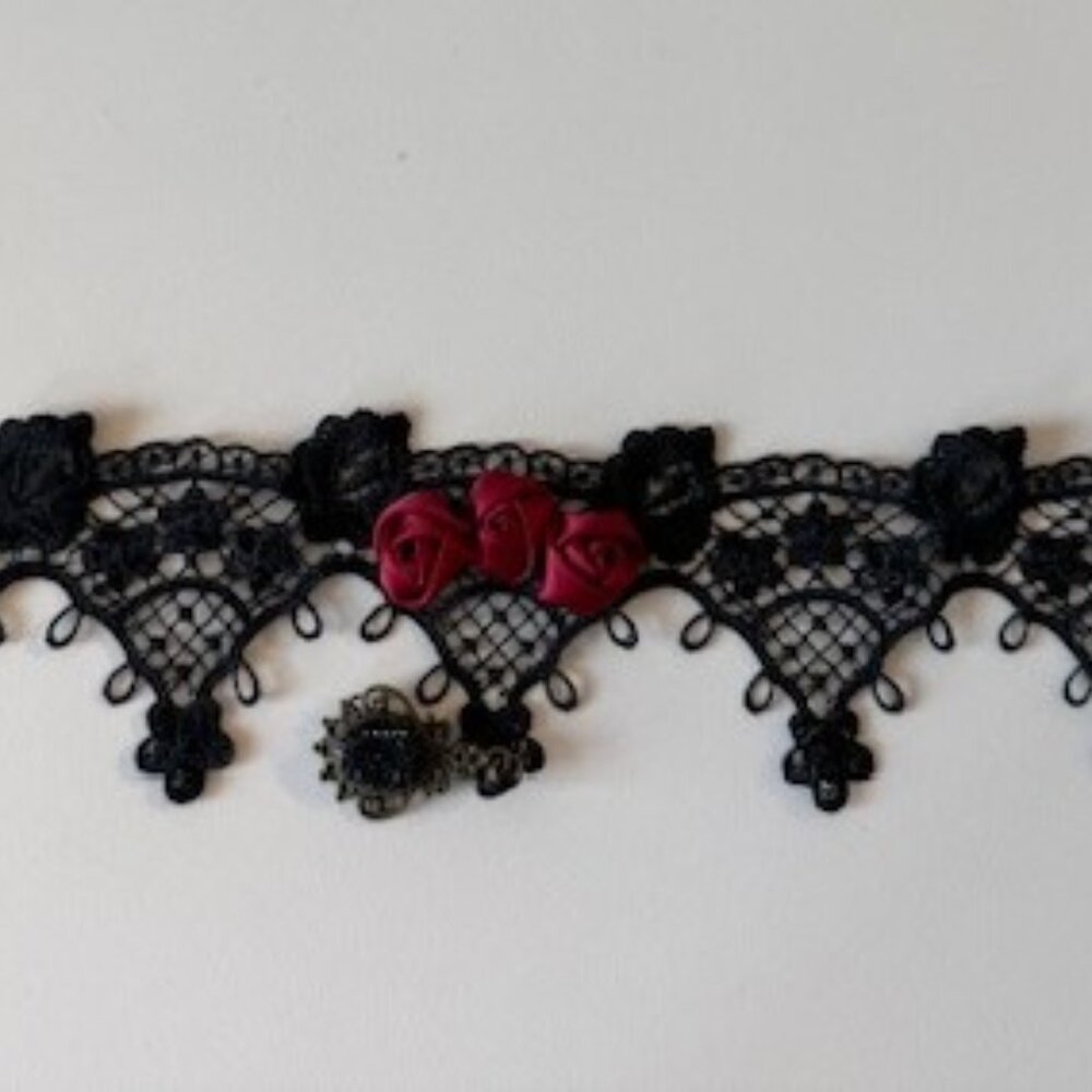 Lace Goth Choker with Rose Accent